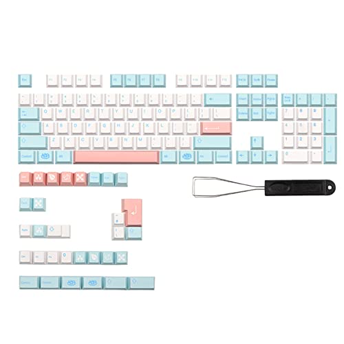 Dicke PBT-Tastenkappen, PBT-Farbstoff, Kirschfarben, 135 Tasten, niedliche Farbe, Japanisch, Koreanisch, Englisch, für mechanische Tastatur, Pink 135 von Kalttoy