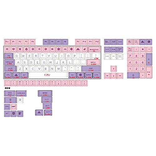 Hana-Tastenkappe, 134 Tasten, XDA-Profil, PBT-Tastenkappe, 5-seitig, Farbstoff-Sublimation, für Tastenkappe für mechanische Tastatur, ANSI für Key MX 61/8 Pbt Tastenkappen von Kalttoy