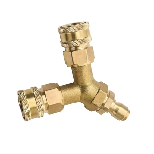 Hochdruck-Autowaschanlagen-Dreifach-Splitter-Adapter, 3/8-Zoll-Kupplungsadapter, Reiniger, Wasch-Hochdruckreiniger-Anschluss, Messing-Splitter für Hochdruckreiniger von Kalttoy