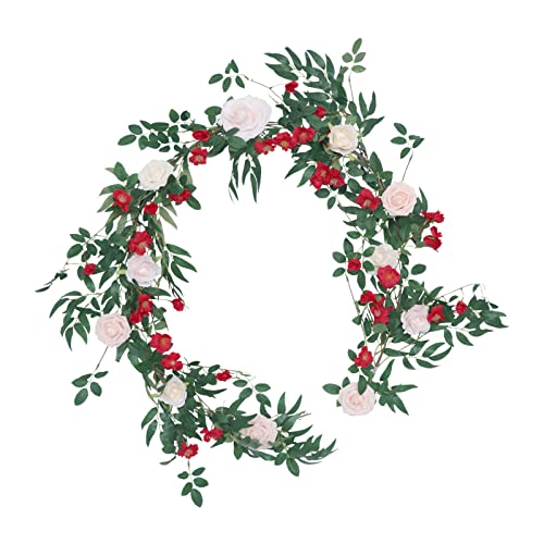 Künstlicher Rattan-Kranz, hängende Girlande, rot-rosa, für Zuhause, Hochzeit, Party, Tisch, Haustür-Dekoration Künstlicher Rattan-Kranz, hängende Girlande, rot-rosa, für Zuhause, Hochzeit, Party, Tisch, Haustür-Dekoration von Kalttoy