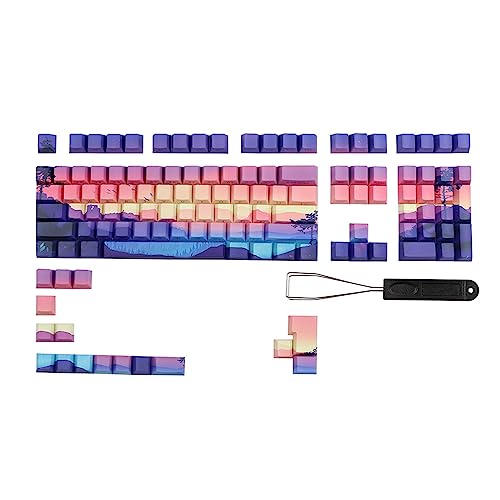 PBT Hintergrundbeleuchtete Tastenkappen für 124 Tasten Thermosublimation & DoubleShots Handwerk Seitengravur CherryProfile Tippen Erfahrung Ölbeständige Tastenkappen von Kalttoy