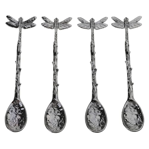 Set mit 4 stabilen Teelöffeln in Libellenform, dekorative Wassertropfen, Kaffee- und Teelöffel mit langem Libellengriff Set mit 4 stabilen Teelöffeln in Libellenform, dekorative Wassertropfen, Kaffee- und Teelöffel mit langem Libellengriff von Kalttoy