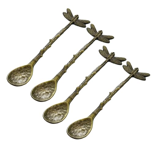 Set mit 4 stabilen Teelöffeln in Libellenform, dekorative Wassertropfen, Kaffee- und Teelöffel mit langem Libellengriff Set mit 4 stabilen Teelöffeln in Libellenform, dekorative Wassertropfen, Kaffee- und Teelöffel mit langem Libellengriff von Kalttoy