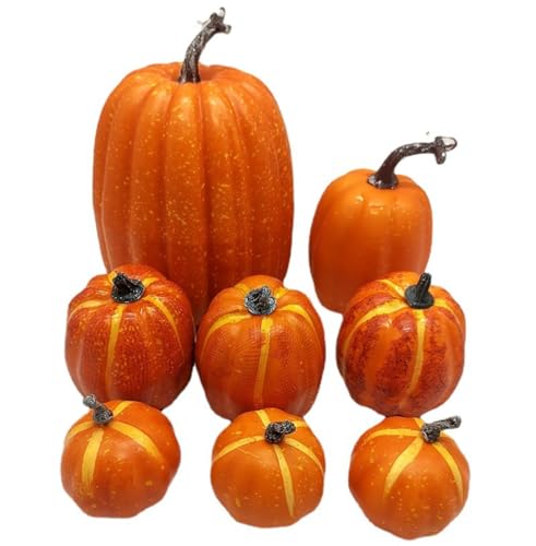 Set mit 7 goldfarbenen Kürbissen in verschiedenen Größen, für drinnen und draußen, elegantes Design von Kalttoy