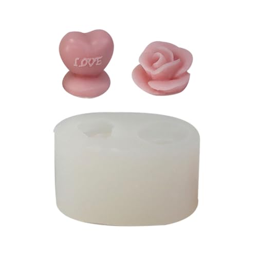 Silikonform für Rosen-Kerzen, Herz, Kerzen, für Kerzen, Seife, Gips von Kalttoy