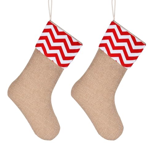 Weihnachtsstrumpf aus Sackleinen für Feiertage, Dekoration, kreative Socken, Ornament, 2 Stück Weihnachtsstrumpf aus Sackleinen für Feiertage, Dekoration, kreative Socken, Ornament, 2 Stück von Kalttoy
