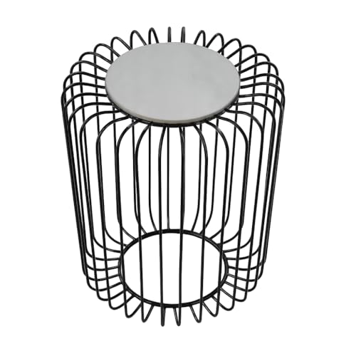 Kalu creations Beistelltisch aus Eisen mit weißer Marmorplatte Ø 23,5 cm - Gestell Ø 39 cm H 55 cm - modernes Design Made in Italy für Wohnzimmer, Schlafzimmer, Hotel von Kalu creations