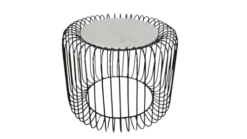 Kalu creations Moderner Beistelltisch aus schwarzem Eisen und weißem Marmor – Ø Platte 40 cm – Höhe 45,5 cm – Design-Möbel für Wohnzimmer, Eingangsbereich, Wohnzimmer von Kalu creations