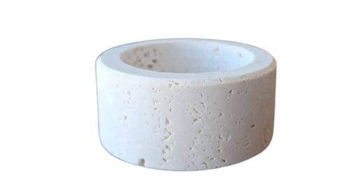 Kalu creations Travertin Kerzenhalter Ø6x3 cm - handgefertigter Kerzenhalter aus Naturstein - Designdekoration für Haus, Tisch und Bad - Made in Italy von Kalu creations