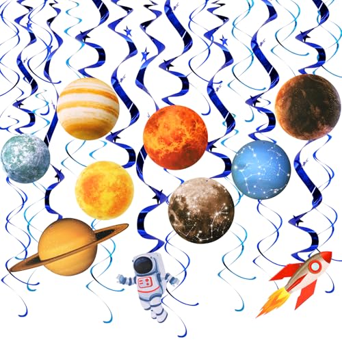 Planeten Deko, Kaluofan 30 Stück Weltraum Party Dekoration Geburtstag Spiralen Deko für Kinderzimmer Deko Festivalfeier Geburtstag, Hochzeit, Silvester oder Karneval Partydeko von Kaluofan