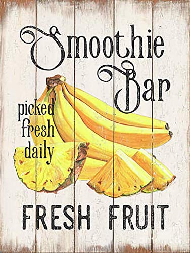 Kalynvi Metall-Blechschild mit Aufschrift "Smoothie Bar Picked Fresh Daily Fresh Fruit", Retro-Metall-Blechschild für Zuhause, Kaffee, Wanddekoration, 20,3 x 30,5 cm von Kalynvi