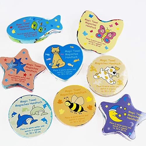 KAMACA 8er Set Magisches Handtuch Baumwolle Zaubertuch für Kinder Zauberhandtuch Mitgebsel Geschenkidee Kindergeburtstag Geschenk Reisen (8er Set TRAUMHAFTE Tierwelt) von KAMACA