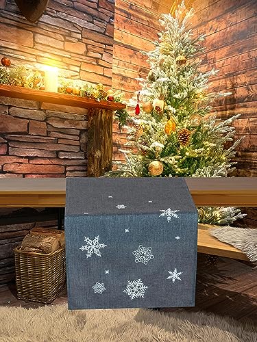 KAMACA Tischläufer 40x150 cm mit filigraner Stickerei Küche Esstisch Tisch Dekoration Eyecatcher Herbst Winter Weihnachten (Schneeflocken anthrazit 40x150) von KAMACA