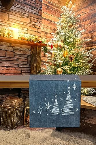 KAMACA Tischläufer 40x150 cm mit filigraner Stickerei Küche Esstisch Tisch Dekoration Eyecatcher Herbst Winter Weihnachten (Tannenbäume anthrazit 40x150) von KAMACA