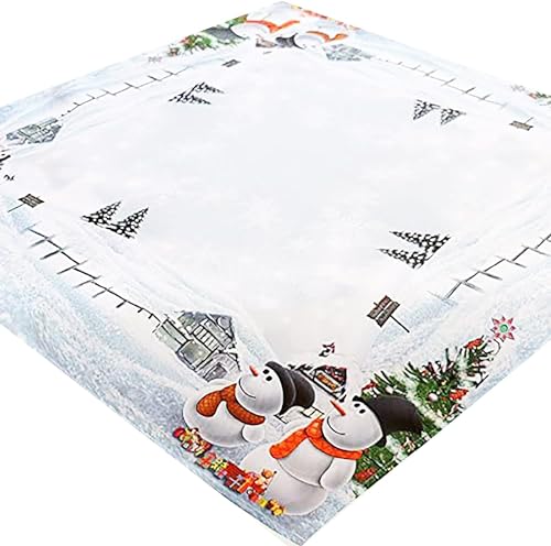 KAMACA Tischdecke Mitteldecke 85x85 cm mit hochwertigem Druck-Motiv : Frosty Snowman von KAMACA