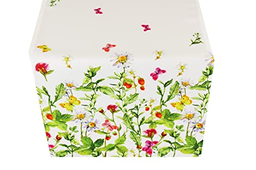 KAMACA Serie WIESENBLUMEN UND Schmetterlinge hochwertiges Druck-Motiv mit Blumen EIN Eyecatcher in Frühling Sommer (Tischläufer 40x140) von KAMACA