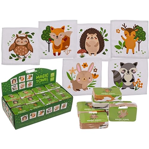 KAMACA 6er Set Magische Handtücher Baumwolle Zaubertuch für Kinder Zauberhandtuch Mitgebsel Geschenkidee Kindergeburtstag Geschenk Reisen (6er Set Waldtiere) von KAMACA