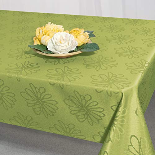 KAMACA Tischdecke Blüten Meer Fleckschutz wasserabweisend Lotus Effekt Tischwäsche Küche Esstisch Frühling Sommer Blumen abwaschbar Tisch Dekoration ganzjährig (Tischdecke 130x160 cm, grün) von KAMACA