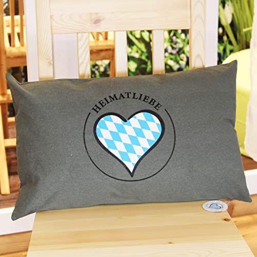 KAMACA Kissen HEIMATLIEBE 30 cm x 50 cm Flauschig gefülltes Kissen mit Reißverschluss Hingucker und wertiges Geschenk (Heimatliebe - Schwarze Schrift) von KAMACA