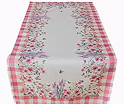 KAMACA Tischläufer Läufer Sommer Frühling Tischdeko 85 x 85 cm rechteckig Wohnzimmer Esszimmer Küche (Blumen und Schmetterlinge 40x90 cm) von KAMACA