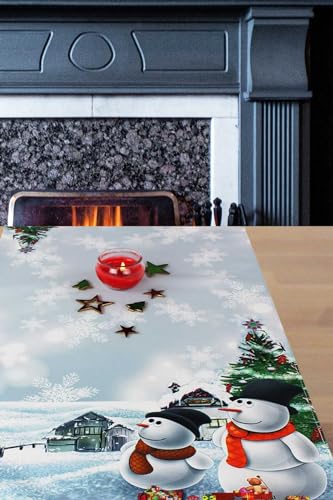KAMACA Tischläufer 40x140 cm mit hochwertigem Druck-Motiv Küche Esstisch Eyecatcher Herbst Winter Weihnachten (Frosty Snowman) von KAMACA