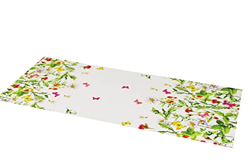 KAMACA Serie WIESENBLUMEN UND Schmetterlinge hochwertiges Druck-Motiv mit Blumen EIN Eyecatcher in Frühling Sommer (Tischläufer 40x90 cm) von KAMACA