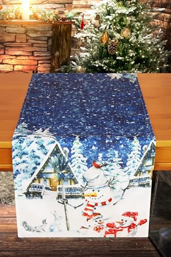 KAMACA Tischläufer 40x150 cm mit hochwertigem Druck-Motiv Küche Esstisch Eyecatcher Herbst Winter Weihnachten (Winter Fun 40x150) von KAMACA