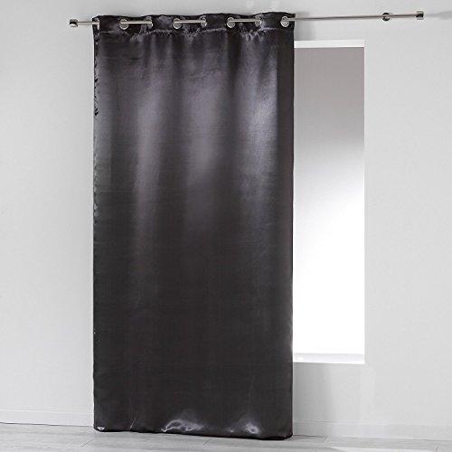 KAMACA Verdunkelungsgardine Verdunkelungvorhang Glam in Satin Optik mit Ösen Größe 140x260 cm Blickdicht Starke Verdunkelung (Schwarz) von KAMACA