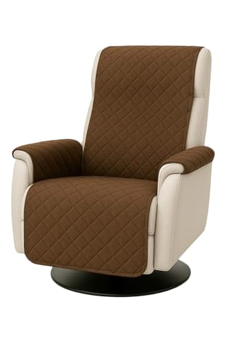 KAMACA Wende - Sesselschoner Sesselauflage Relaxsessel mit Armlehnen Sessel Bürostuhl Überwurf und Überzug warm und weich zur Schonung der Polster Lehnenschutz zweiseitig verwendbar (BRAUN - BEIGE) von KAMACA