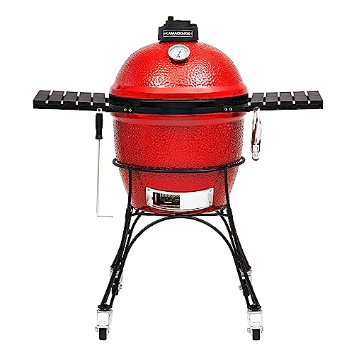 Kamado Joe - Klassisch Joe I 18-Zoll-Holzkohlegrill in Rot mit Wagen, Seitenablagen, Grillzange und Aschenbecher von Kamado Joe