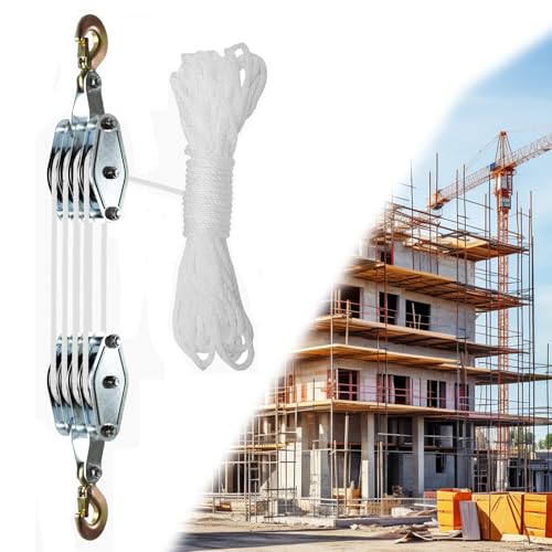 Arbeitssparender Flaschenzug,Seilzug Kettenzug,Flaschenzug 2000 kg Tragkraft Kettenzug,Flaschenzug mit 20m Nylon Seilbremse,Tragkraft Seilzug mit Haken für Transport Schwerer Lasten Arbeitssparender Flaschenzug,Seilzug Kettenzug,Flaschenzug 2000 kg Tragkraft Kettenzug,Flaschenzug mit 20m Nylon Seilbremse,Tragkraft Seilzug mit Haken für Transport Schwerer Lasten von Kamanan