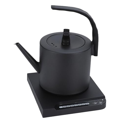 Schwanenhals Wasserkocher, Edelstahl Temperaturregelung Wasserkocher, Gooseneck Kettle für Coffee Tea Brewing,1000W Wasserkocher mit Temperatureinstellung, 1L, 304 Edelstahl, Schwarz von Kamanan