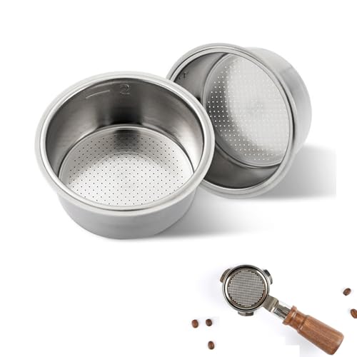 Filterkorb für bodenlose Siebträger 2 Stück mit hoher Absaugung,Siebträger lebensmittelechter Edelstahl,Konvexer für Kaffeefilter Kaffeekocher (51mm) von Kamanan