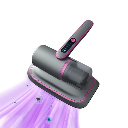 Kabellos Milben Handstaubsauger,12KPa Milbensauger für Matratzen mit UV-C Licht & LCD Anzeige & Dauerstaubbehälter Klein Bett-Staubsauger Matratzenreiniger für Sofa Matratze Textil(lila) von Kamanan
