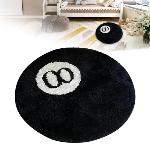 Kamanan 8 Ball Teppich Schwarz Kreis Teppiche Billard-Teppich, rutschfeste Teppich Für 8 Bälle Waschbar, Für Schlafzimmer, Wohnzimmer Und Flurdekoration (60 * 60cm) von Kamanan