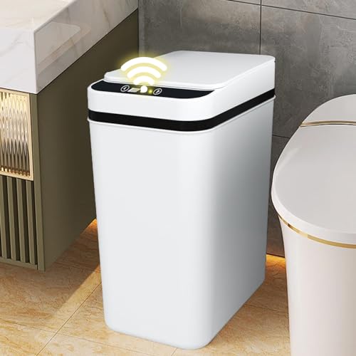 Kamanan Sensor Mülleimer, 12L Automatik Mülleimer mit Smart Sensor, Mülleimer Schmal mit Deckel Berührungsloser Mülleimer für Küche, Badezimmer, Bad oder Büro (weiß) von Kamanan