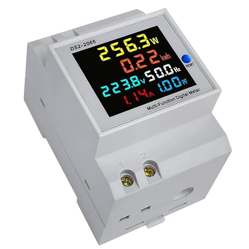 Kamanan Stromzähler Hutschiene AC40-300V 100A Wechselstromzähler Digitaler Energiezähler 6in1 Digitaler Stromzähler Zähler Amperemeter Voltmeter Farbe LCD Multifunktions Strommessgerät Eingebauter CT von Kamanan