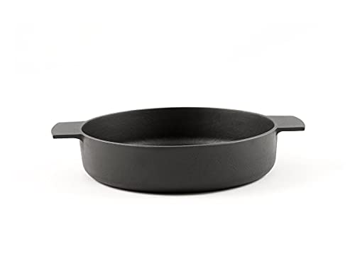 Kamasada Gusseisenpfanne Rund, 25 cm, 5 cm Hoch. Eisenpfanne Induktion, Induktions-Herd, Ceran, Gas, Backofen, BBQ von Kamasada