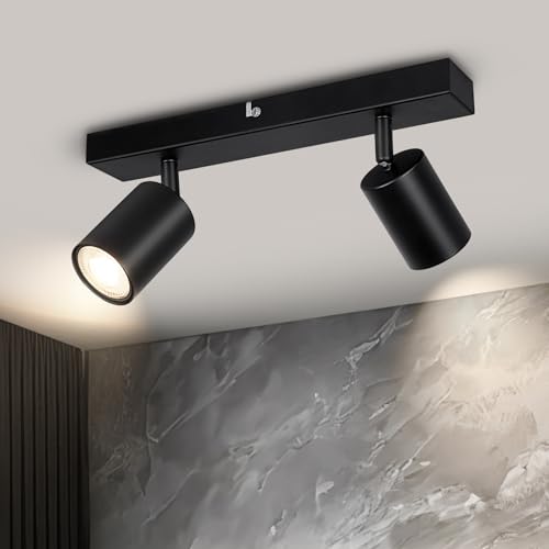 Kambo LED Deckenstrahler 2 Flammig - Schwenkbar Strahler Deckenleuchte GU10 - Schwarz Deckenlampe 2 Flammig - Modern Wandstrahler Spotlight Deckenspot Innen Metall Wohnzimmer Ohne Leuchtmittel Kambo LED Deckenstrahler 2 Flammig - Schwenkbar Strahler Deckenleuchte GU10 - Schwarz Deckenlampe 2 Flammig - Modern Wandstrahler Spotlight Deckenspot Innen Metall Wohnzimmer Ohne Leuchtmittel von Kambo