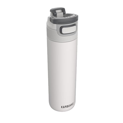 Kambukka Edelstahl Trinkflasche - Modell "ELTON INSULATED CHALK WHITE " - 600 ML - Wasserdichte Thermosflasche: Snapclean Technology - Spülmaschinenfest Deckel – bequemer Griff - Leicht zu halten von Kambukka