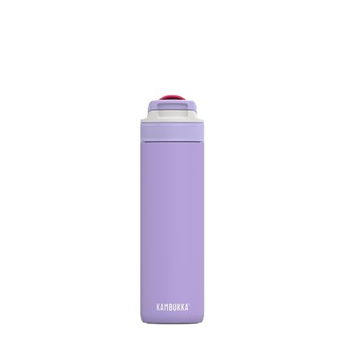 Kambukka Edelstahl Trinkflasche mit Strohalm - Modell "LAGOON DIGITAL LAVENDER" - 600 ML - Auslaufsichere isolierte Wasserflasche mit Strohalm - Edelstahl von Kambukka