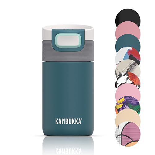 Kambukka Thermobecher 300ml - Kaffeebecher to go aus Edelstahl - Auslaufsicher & dicht - Isolierbecher, Travel & Coffee mug - hält 5h heiß/ 11h kalt - Modell ETNA DEEP TEAL von Kambukka