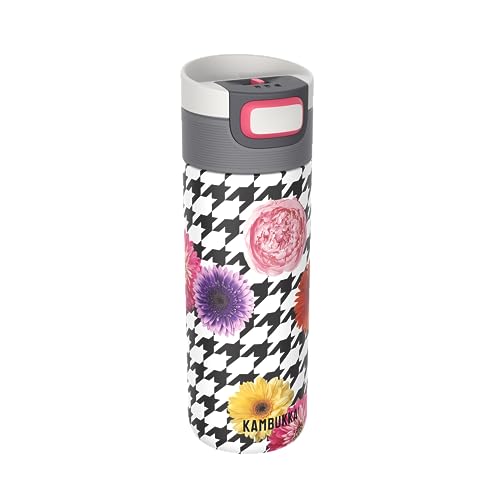 Kambukka Thermobecher 500ml - Kaffeebecher to go aus Edelstahl - Auslaufsicher & dicht - Isolierbecher, Travel & Coffee mug - hält 9h heiß/ 18h kalt - Modell ETNA FLORAL PATCHWORK von Kambukka