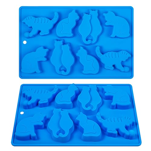 Kamehame Eiswürfelform Katze Silikon Katzenform 2 Stück Silikonform Katze Form Eiswürfelform Tiere für Eiswürfel, Gelee, Kekse von Kamehame