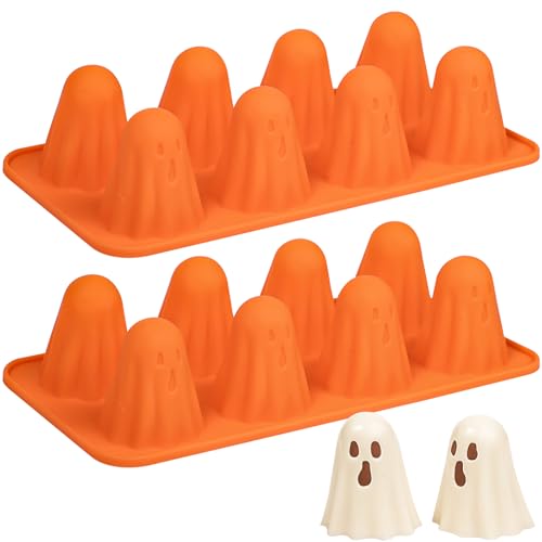 Kamehame Halloween Silikonform Geist Schokoladenform Silikon 2 Stück Pralinenform Geist Puddingform Backform für Schokolade, Süßigkeiten,Eiswürfel von Kamehame