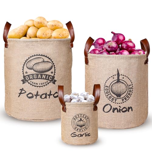 Kamehame Kartoffel Zwiebel Knoblauch Aufbewahrung 3 Stück Aufbewahrungbox, Geöffnet Kartoffel Und Zwiebelbehälter Mit Tragegriff, Gemüsebeutel Aus Leinen-Stoff Kamehame Kartoffel Zwiebel Knoblauch Aufbewahrung 3 Stück Aufbewahrungbox, Geöffnet Kartoffel Und Zwiebelbehälter Mit Tragegriff, Gemüsebeutel Aus Leinen-Stoff von Kamehame