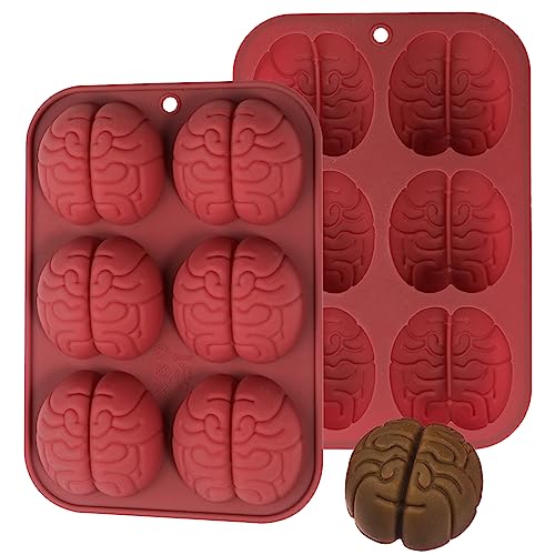 Kamehame Brain Schokoladenformen, 2 Stück Halloween Silikon Gehirn Kuchen Süßigkeiten Cupcake Form von Kamehame