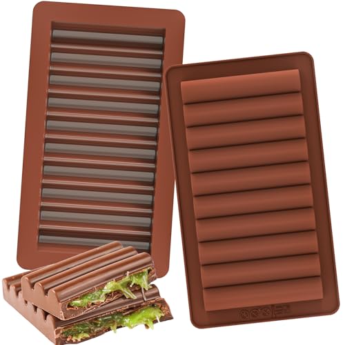 Kamehame Tiefe Schokoladenform Silikon 2 Stück Silikonform Schokoladentafel Dubai Schokolade Form Tief Schokoladentafel Form für Schokolade, Süßigkeiten von Kamehame