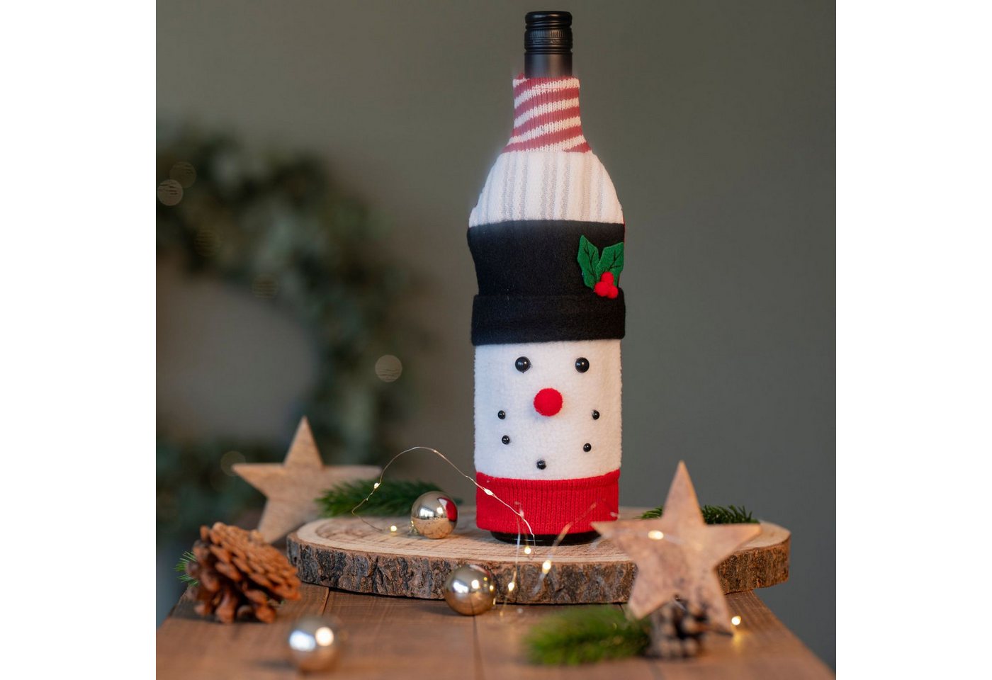 Kamelio Dekofigur Flaschenpullover Weihnachten Flaschenüberzug Weinflaschenhülle (1 St) von Kamelio
