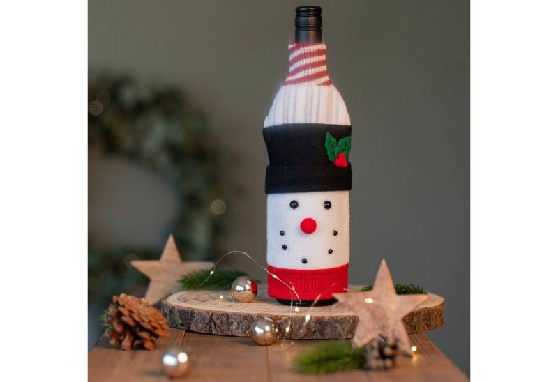 Kamelio Dekofigur Flaschenpullover Weihnachten Flaschenüberzug Weinflaschenhülle (1 St) von Kamelio